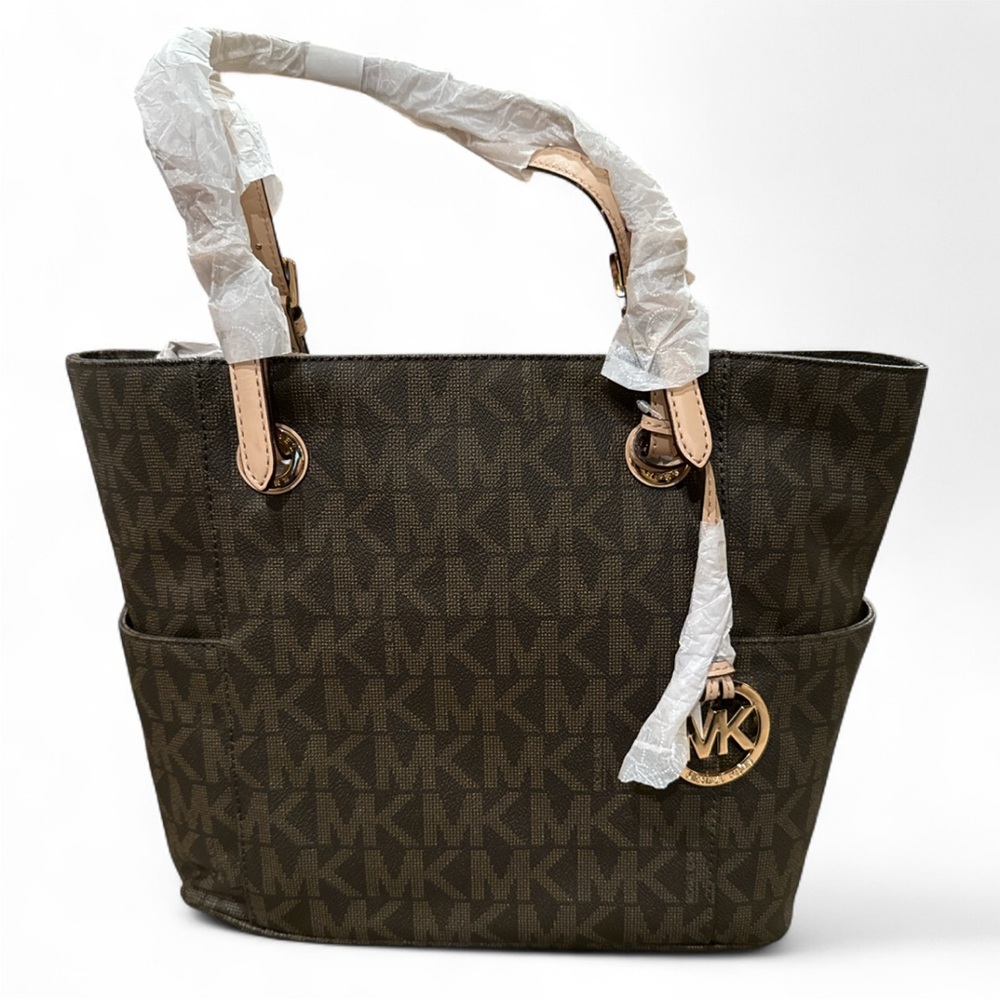 Michael Kors Dark Brown Signature Tote - Picture 2 of 10